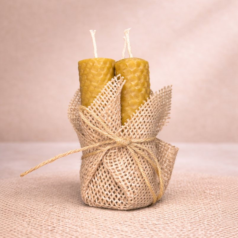 Set de Velas Enrolladas de Cera de Abeja – 10 cm