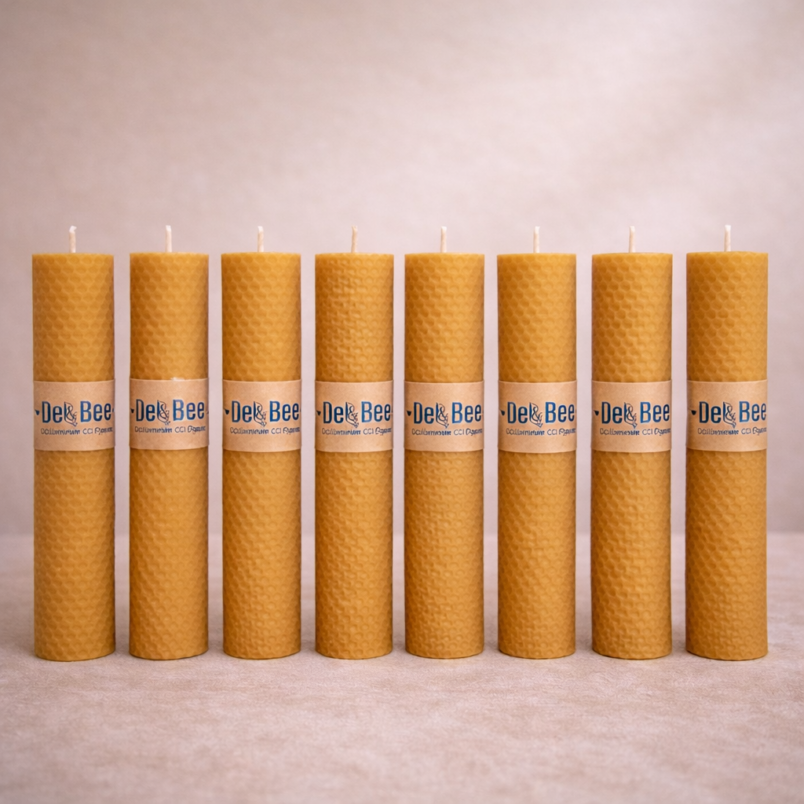 Vela Enrollada de Cera de Abeja Natural – 20 cm